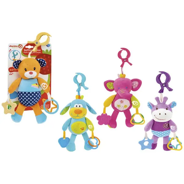 Zvieratko do kočíka s klipom a hrkálkou Vitamina G 26cm-Vitamina G