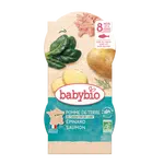 BABYBIO Menu zemiaky a špenát s lososom a ryžou (2x 200 g)