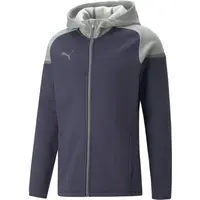 Puma TEAMCUP CASUALS HOODED JACKET Pánska športová bunda, tmavo modrá, veľkosť