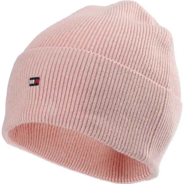 Tommy Hilfiger ESSENTIAL FLAG BEANIE Dámska zimná čiapka, ružová, veľkosť UNI
