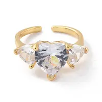 Sparkling Heart Cubic Zirconia Cuff Ring for Valentine's Day