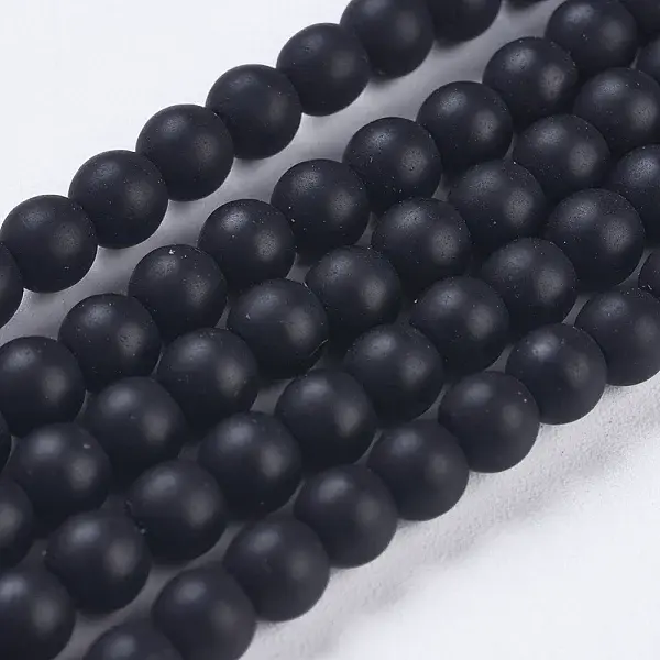 Synthetic Black Stone Bead Strands