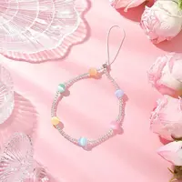 Dyed Natural Selenite & Glass Seed Round Beaded Phone Hand Strap Chains