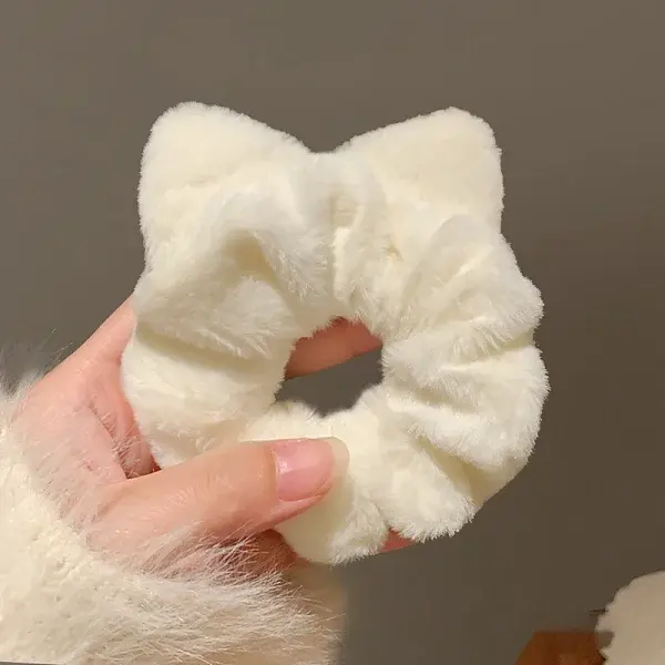 Cat Ear Plush Fabric Hair Ties