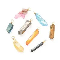 Electroplated Natural Quartz Crystal Pendants