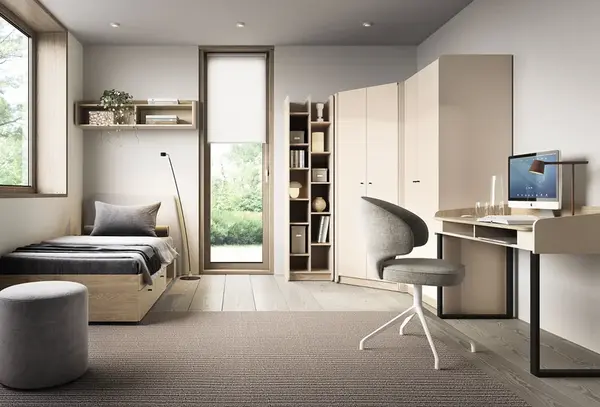 Velký studentský pokoj rudy - béžová/dub olejovaný