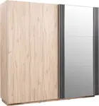 Skříň s posuvnými dveřmi a zrcadlem eliot - dub estana/šedá
