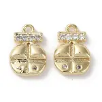 Brass Micro Pave Clear Cubic Zirconia Charms