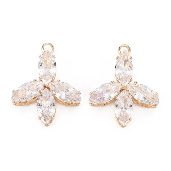 Brass Micro Pave Clear Cubic Zirconia Pendants
