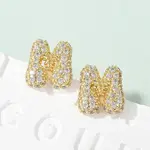 Brass Micro Pave Cubic Zirconia Stud Earrings