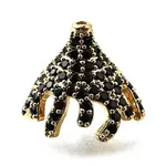 Brass Micro Pave Black Cubic Zirconia Beads