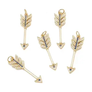 Brass Micro Pave Royal Blue Cubic Zirconia Pendants