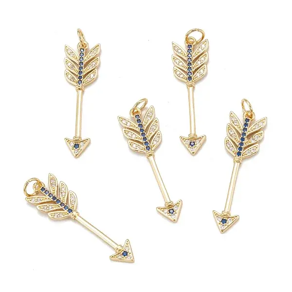 Brass Micro Pave Royal Blue Cubic Zirconia Pendants