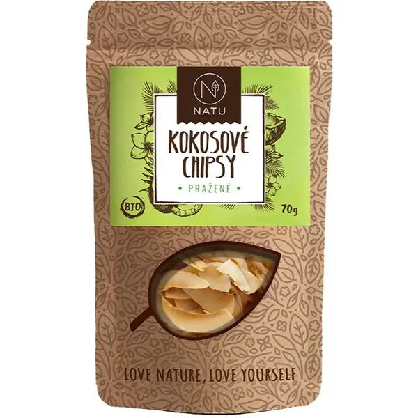 NATU Kokosové chipsy BIO kokosové chipsy v BIO kvalitě příchuť Roasted 70 g
