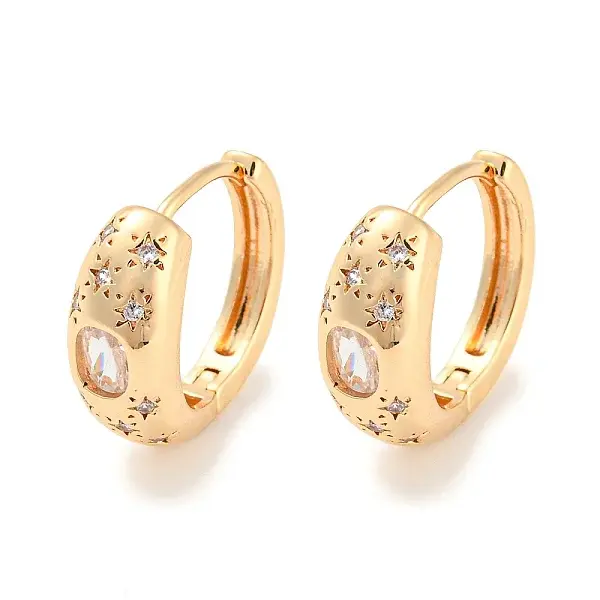 Brass with Cubic Zirconia Hoop Earrings