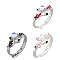 3pcs 3 color Acrylic Beaded Bat Adjustable Rings