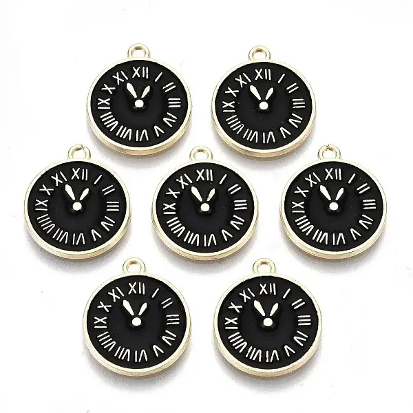 Clock Alloy Enamel Pendants