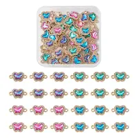 48Pcs 4 Colors Alloy Crystal Rhinestone Connector Charms