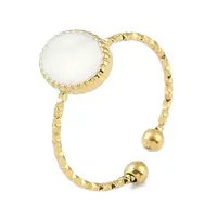 Ion Plating(IP) 304 Stainless Steel Enamel Oval Cuff Finger Rings