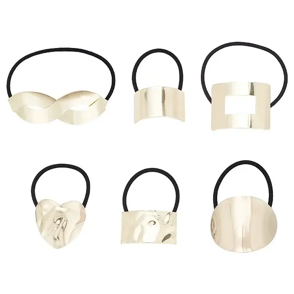 6Pcs 6 Style Rubber String Elastic Hair Ties Ponytail Hair Cuff