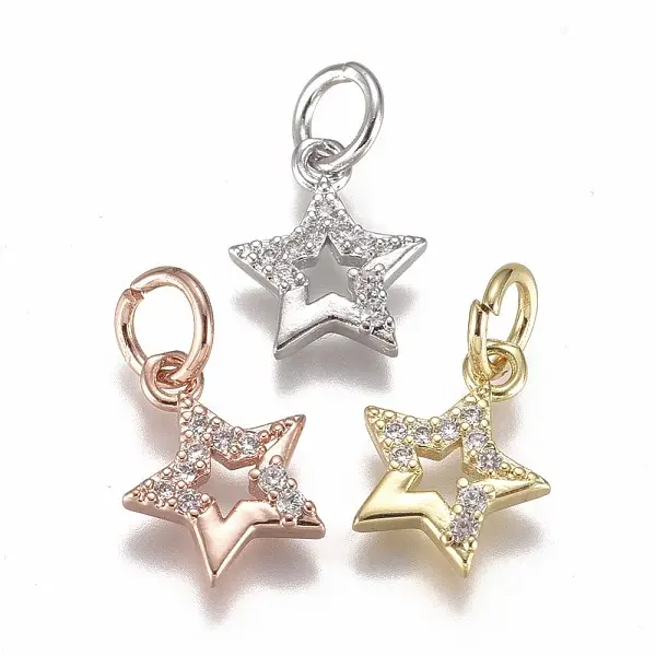 Brass Micro Pave Cubic Zirconia Charms