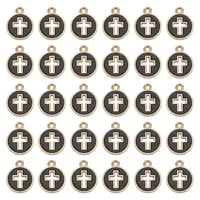 100Pcs Light Gold Plated Alloy Enamel Pendants