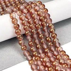 Frosted Transparent Glass Bead Strands