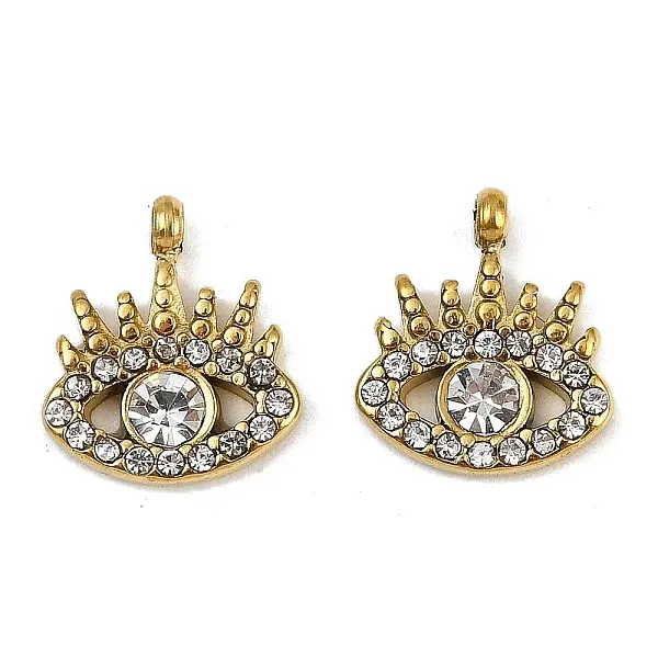304 Stainless Steel Micro Pave Cubic Zirconia Charms