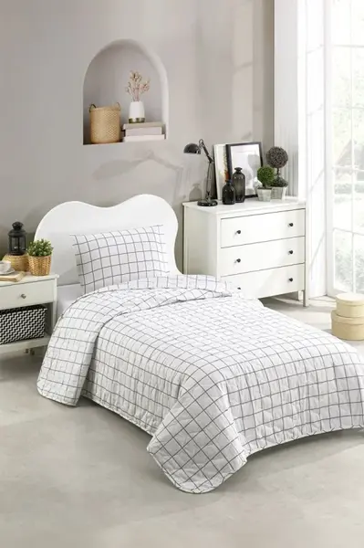 Prikrývka + vankúš 160x220 black line - biela, čierna