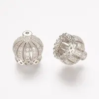 Brass Micro Pave Cubic Zirconia Beads