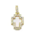 Brass Micro Pave Clear Cubic Zirconia Cross Pendants