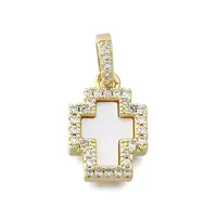 Brass Micro Pave Clear Cubic Zirconia Cross Pendants