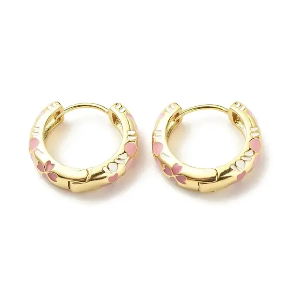 Flower Enamel Hoop Earrings