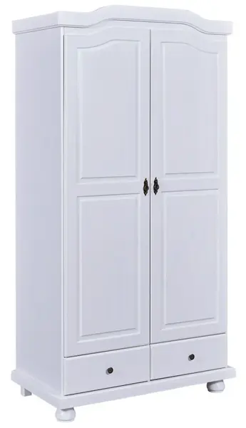 Dvoudveřová šatní skříň z masivu se zásuvkami zorina - bílá