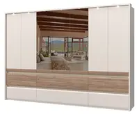Sedmidveřová šatní skříň se 3 zrcadly a led osvětlením artemisia - dub