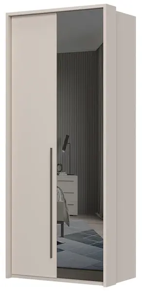 Dvoudveřová šatní skříň se zrcadlem a rámem baptiste - béžová