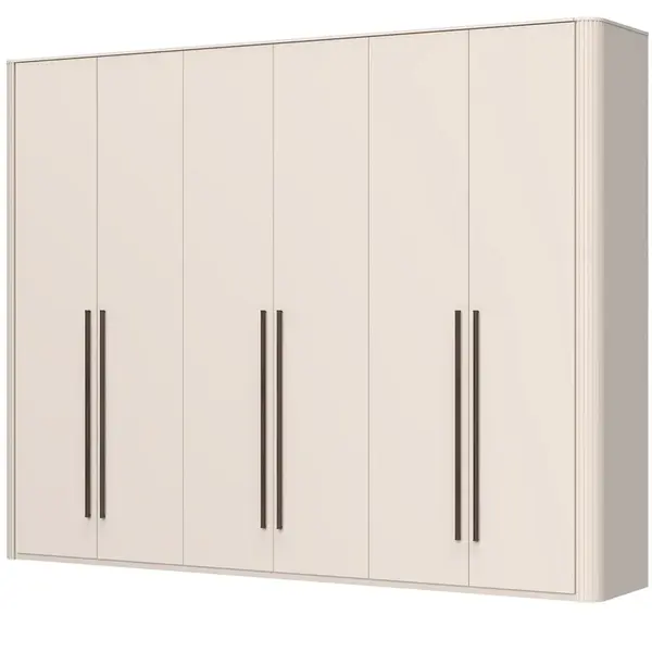 Šestidveřová šatní skříň s osvětlením renfri - kašmír