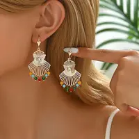 Butterfly Tassel Ethnic Style Iron Hoop Earrings for Women Party Vacation