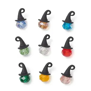 9Pcs 9 Colors Halloween Theme Electroplate Glass Pendants