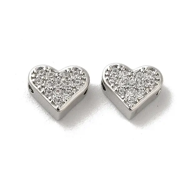 Rack Plating Brass Micro Pave Cubic Zirconia Beads