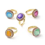 Adjustable Dyed Shell Nugget Ring with Rhinestone