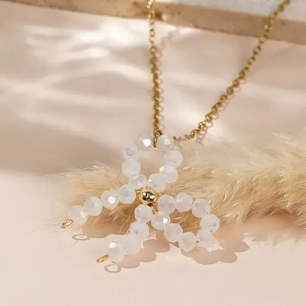 Glass Beaded Bowknot Pendant Necklaces