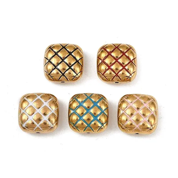 304 Stainless Steel Enamel Waffle Beads