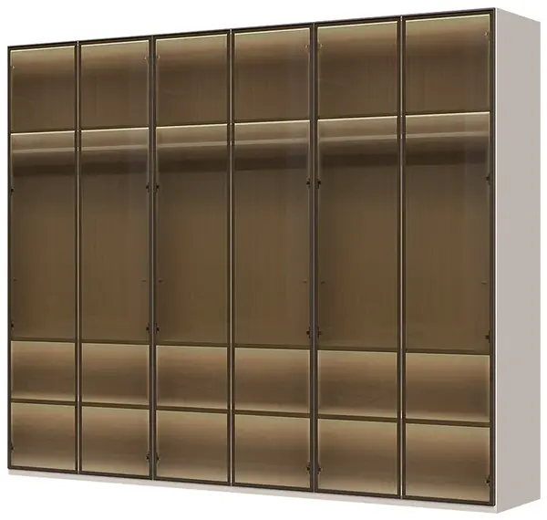 Šestidveřová prosklená šatní skříň baptiste - béžová