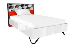 Dětská postel racer 120x200cm - bílá/červená/rock