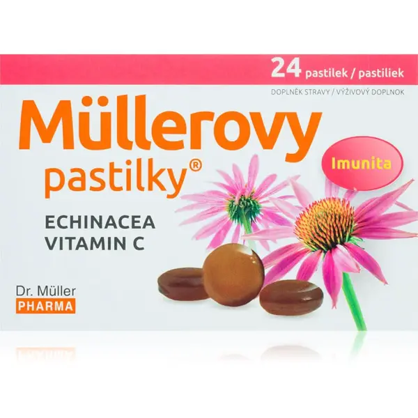 Dr. Müller Müllerovy pastilky® s echinaceou a vitaminem C pastilky pro podporu zdraví dýchacích cest 24 ks
