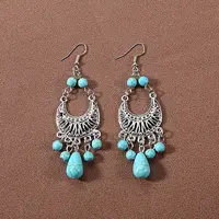 Bohemian tassel turquoise earrings