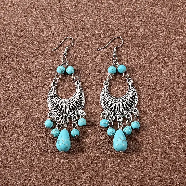 Bohemian tassel turquoise earrings