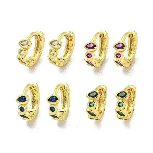 Brass Micro Pave Cubic Zirconia Hoop Earring