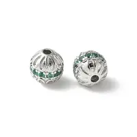 Brass Micro Pave Cubic Zirconia Beads